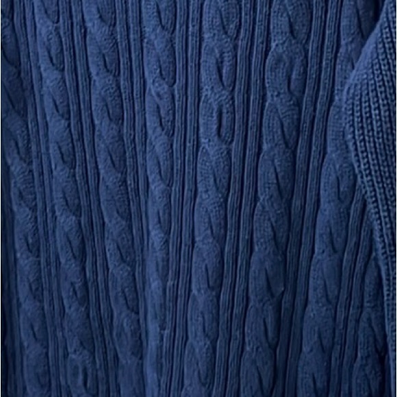 Express Navy Blue Cable Knit Cotton Long Sleeve Sweater Size Medium - Picture 6 of 11